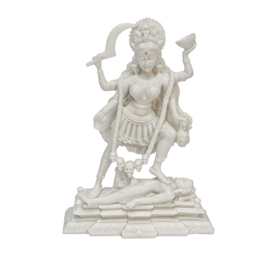 Escultura Kali 22 Branco em Po de Marmore 18x13,5x5,5cm