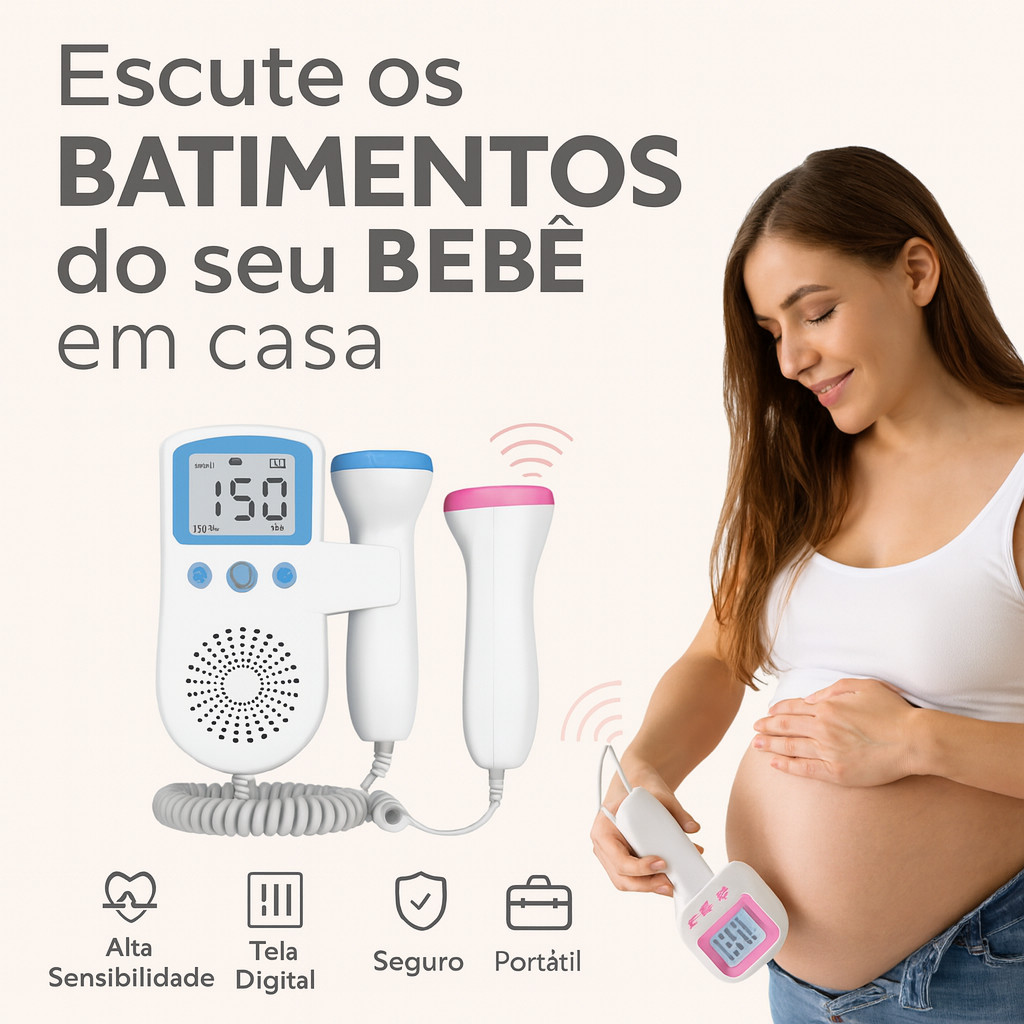 Doppler Fetal Ultrassom Monitor Ouvir Batimentos Coração Bebê