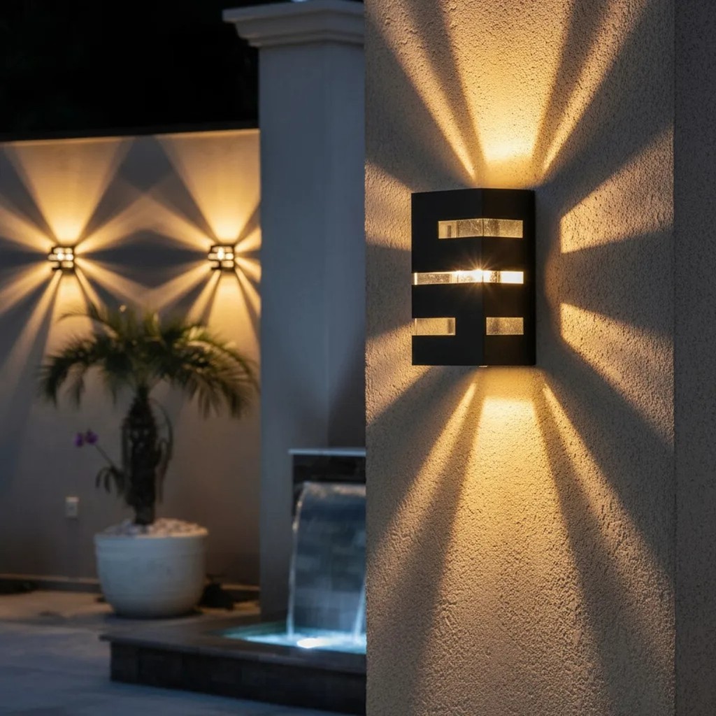 Arandela Preta Bivolt Parede Externa Interna Sem Led ou Led Branco Quente/Frio Quantidades