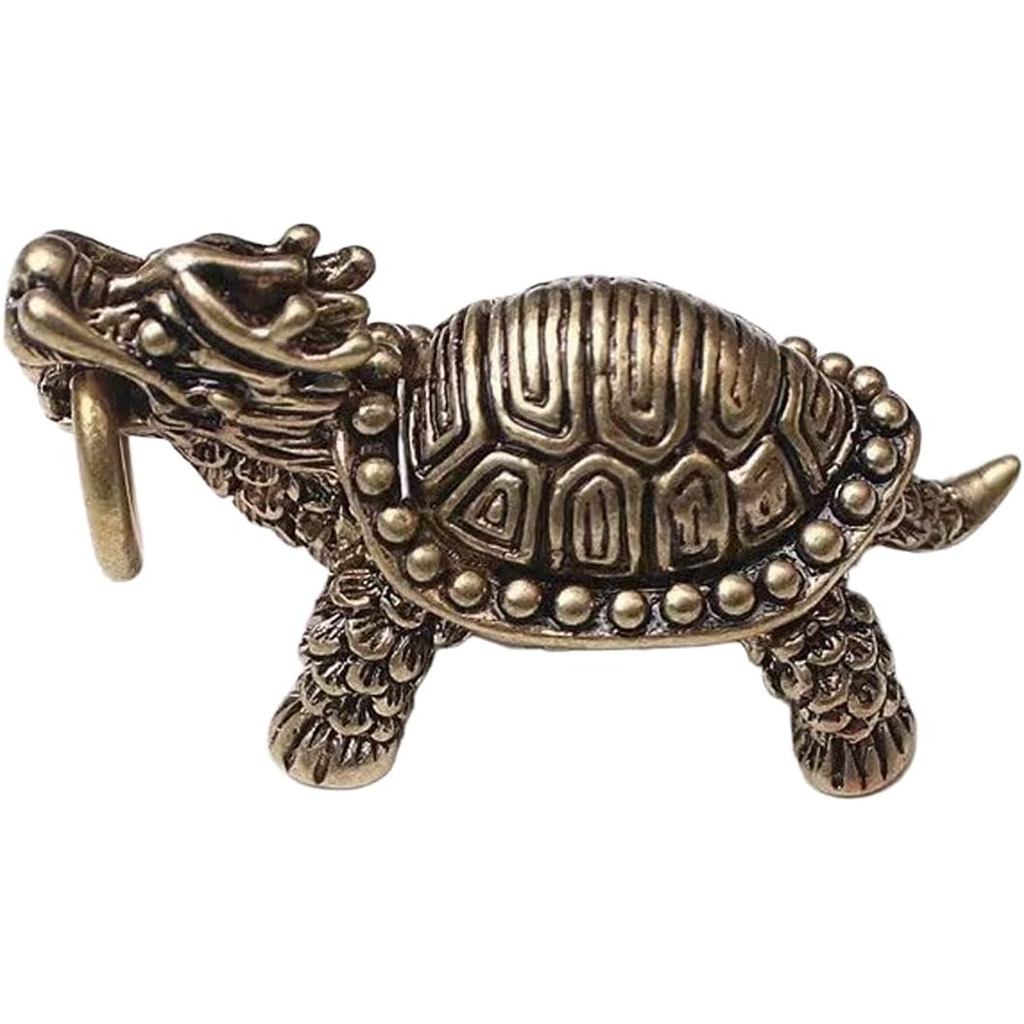 Chaveiro De Latão Sólido Bonito Baxia Dragon Turtle , Carro De Criatura Mitológica Chinesa . Presente De Aniversário