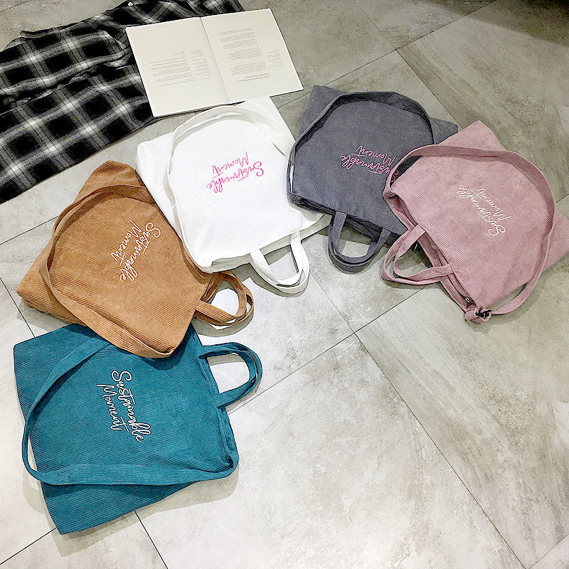 MODIVA Bolsa crossbody feminina de veludo cotelê de grande capacidade, bolsa de ombro estilo coreano para o trabalho