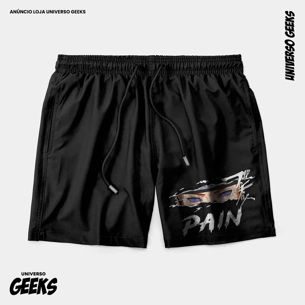 Bermuda Tactel Pain Naruto Rinnegan Short Confortável Com Elastano Ideal Lazer Treino Esportes Praia