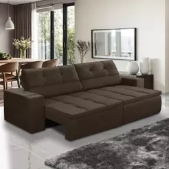 Sofá Retrátil e Reclinável 3 lugares 1,90m com Molas Stella Suede Adonai Estofados