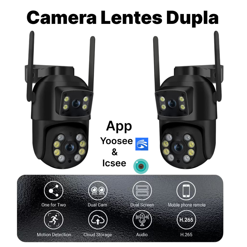 Kit 2 Câmera Dome IP Wireless PTZ de Dupla Lente Detecção de Humanos Com AI Segurança Residencial A31