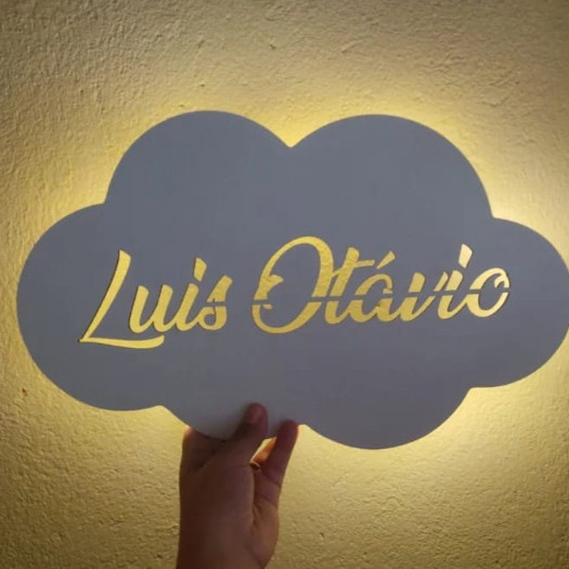 Luminária Personalizada Nuvem Com Nome Abajur Led Infantil