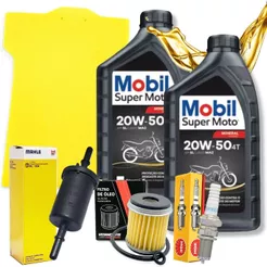 Kit Revisão Fazer 250/ Tenere 250/ Lander 250 2005-2015 Mobil 20W50 Mineral Filtros e Vela Ngk