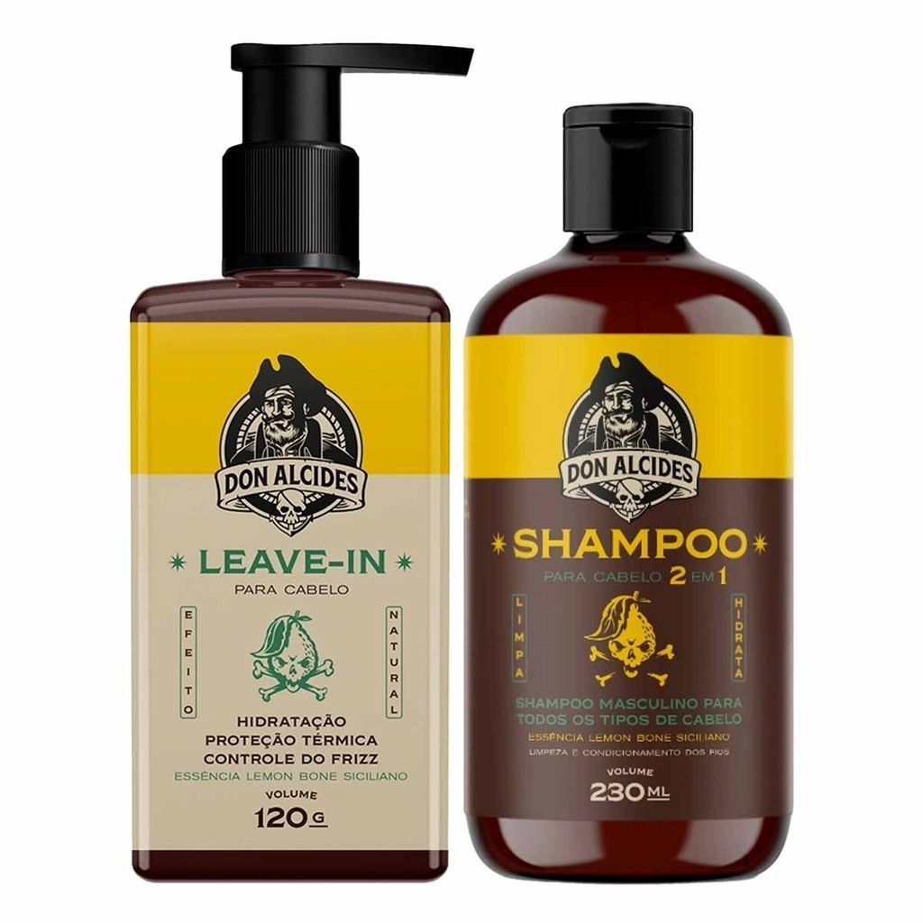 Kit Leave-in e Shampoo Para Cabelo Lemon Bone Don Alcides