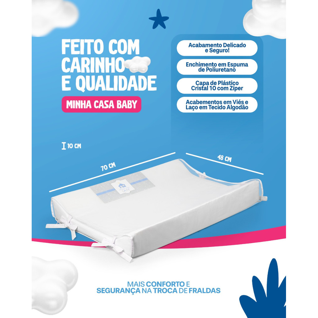 Trocador Anatomico Avulso 45x70 D18 c/ Capa plastico Cristal