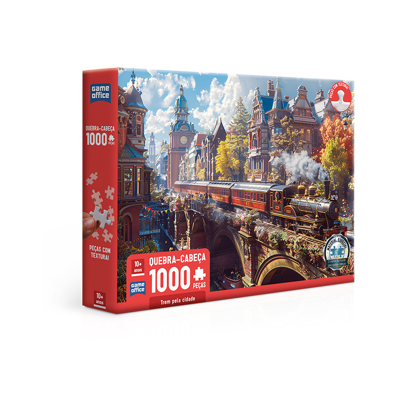 Quebra cabeça 1000 peças puzzle paisagem Trem pela cidade puzzle - Toyster