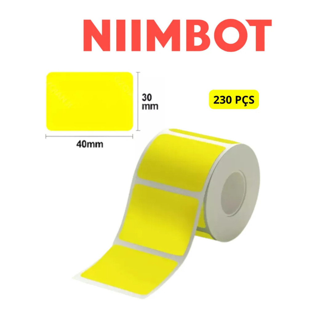 Rolo de Etiqueta Amarela 40x30mm p/ Niimbot B1/b21 3 B3s