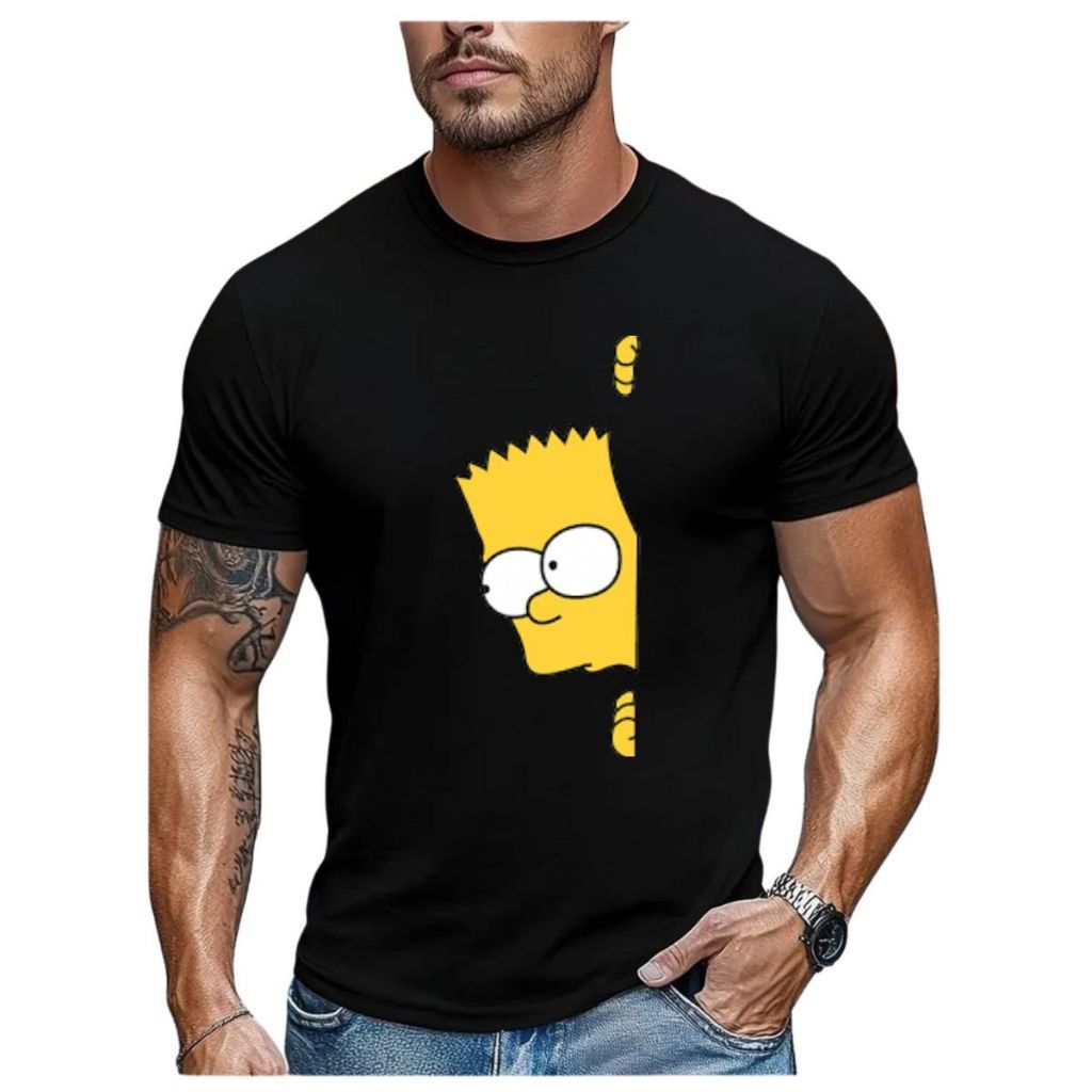 Blusa Camiseta Estampada Bart Simpson Camisa 100% algodão Unissex Personagem Anime Desenho Simpsons