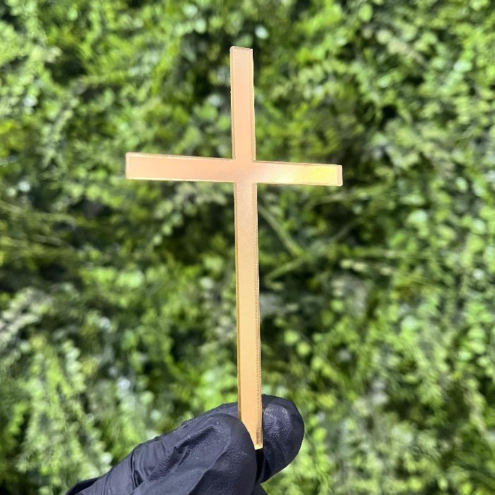 Topo Aplique de Bolo Cruz Batizado Acrílico Espelhado Primeira Comunhão Prisma Decorativo  Religioso
