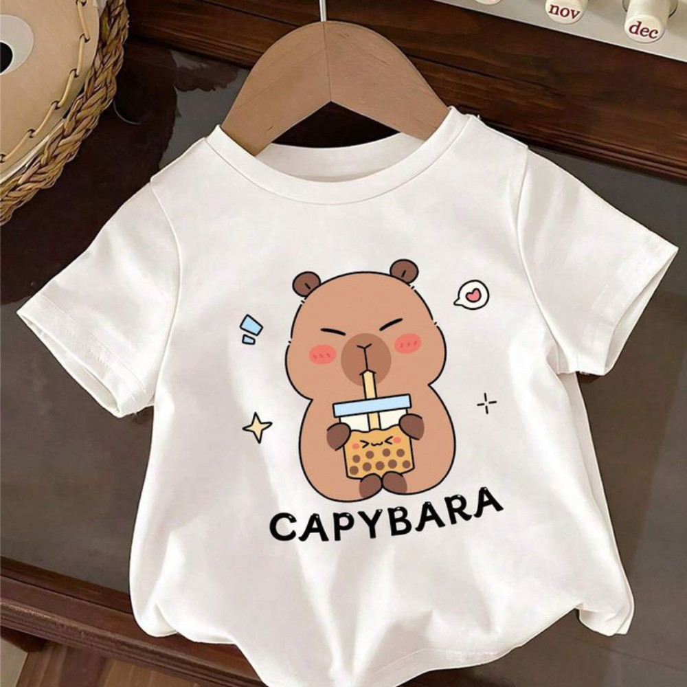 Camiseta Infantil Feminina Estampada Capivara Suquinho 574 Linda Tecido Confortável 100% Algodão Fio