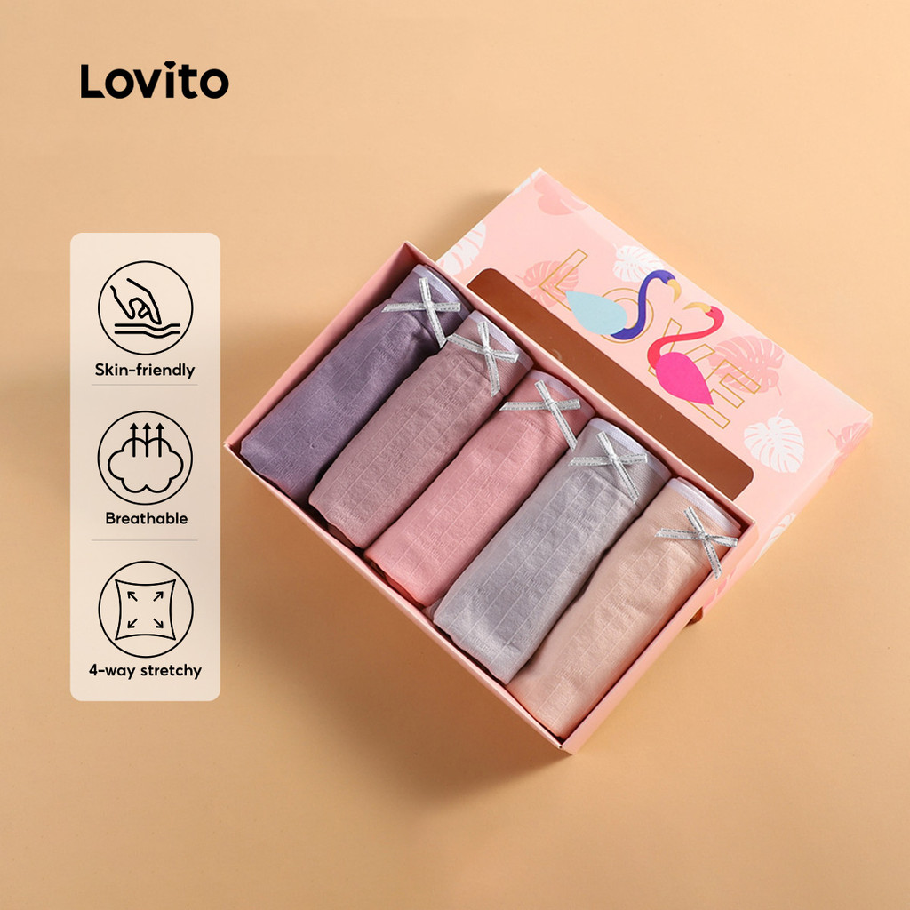 Lovito 5 Sutiãs Nuvem com Caixa Contato Suave Respirável Elasticidade 4 Vias para Mulheres LNE121045 em Oferta na Shopee