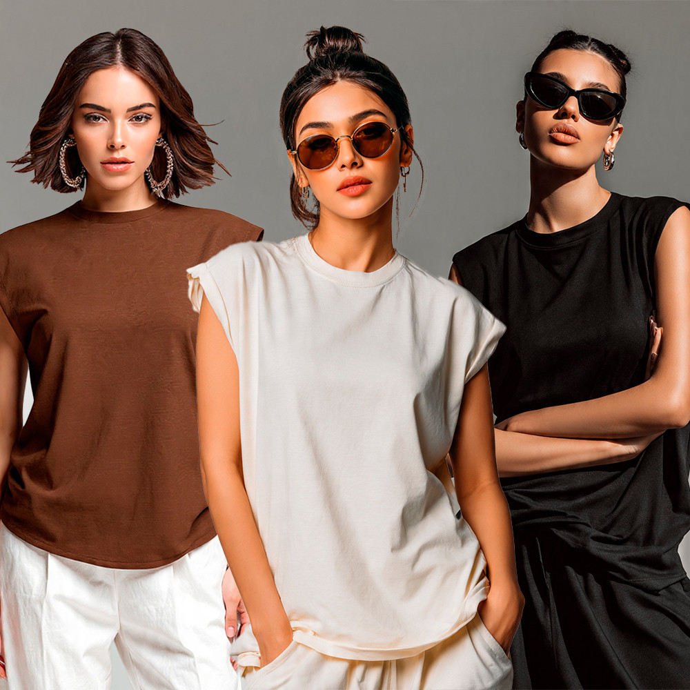 Camiseta Feminina Muscle Tee Regata Oversized Confortável Ampla Sem Manga Estilosa Soltinha Basica Cores Solidas Algodao