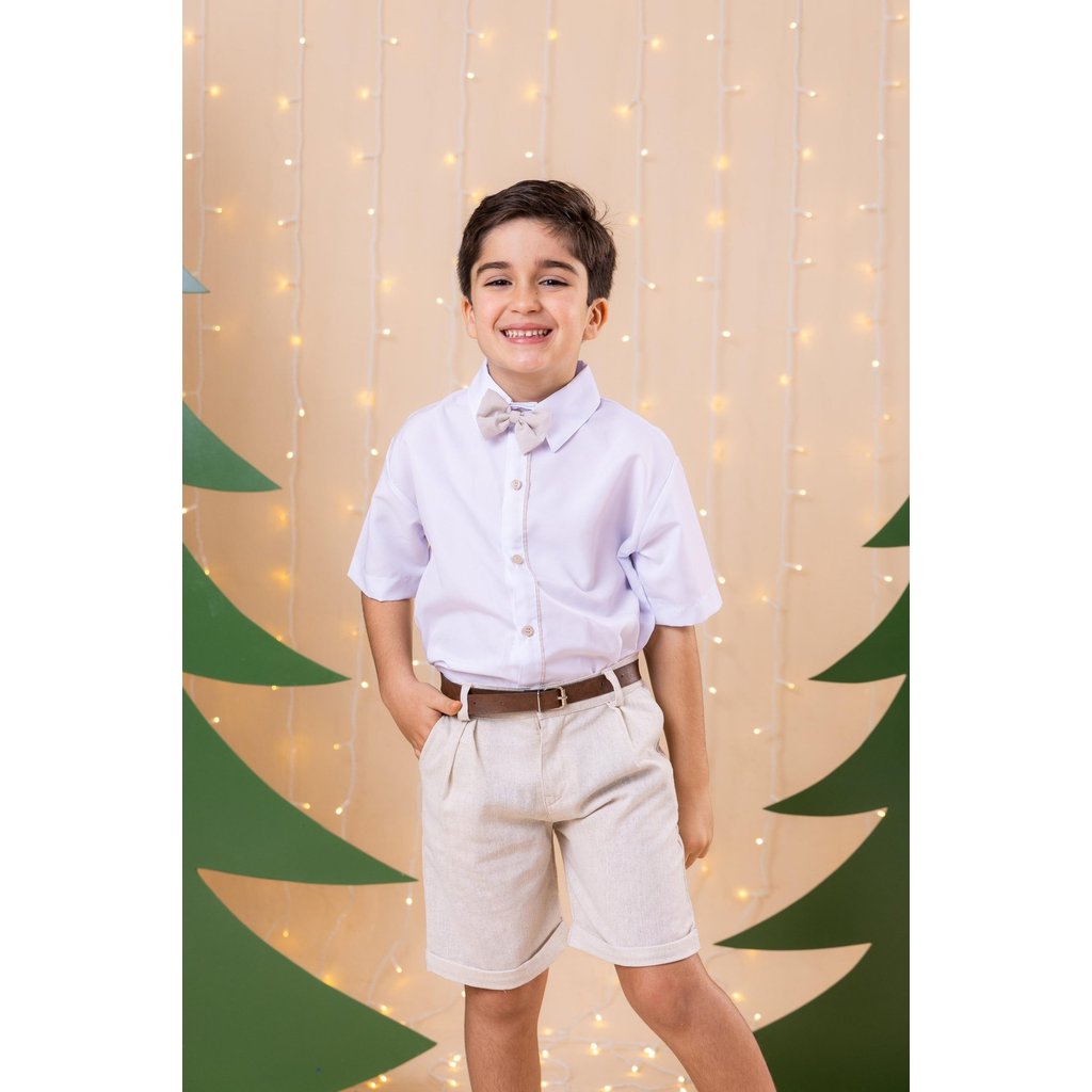 Conjunto Miss Cherry Social Linho Shorts Xadrez Heitor