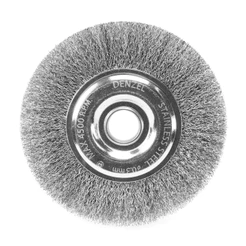 ESCOVA CIRCULAR 150 MM, FURO DE 7/8 22,2 MM, FIOS ONDULADOS INOX DE 0,3 MM//DENZEL