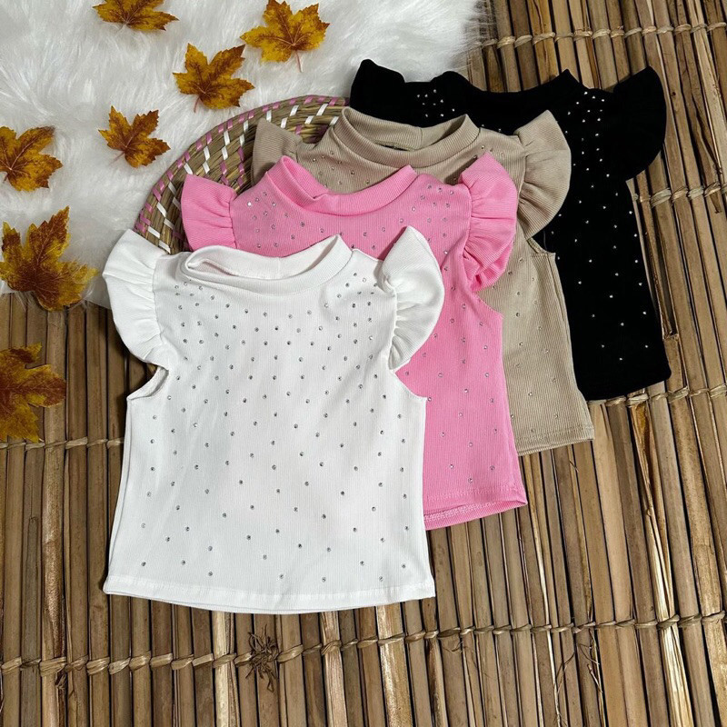 BLUSA INFANTIL MENINAS PEDRARIA MANGA PRINCESA