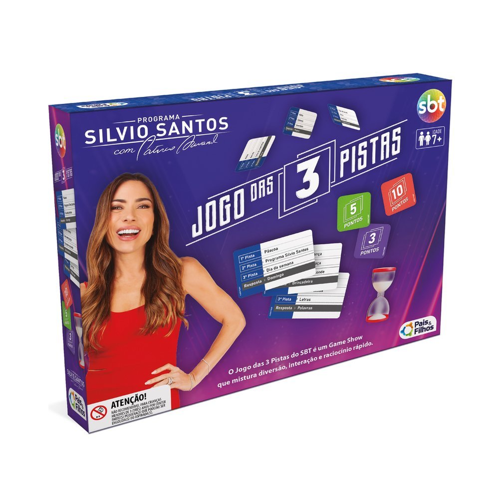 Jogo Das 3 Pistas Do SBT Original Silvio Santos  Adivinhação Diversão e Interação Para Família em Oferta na Shopee
