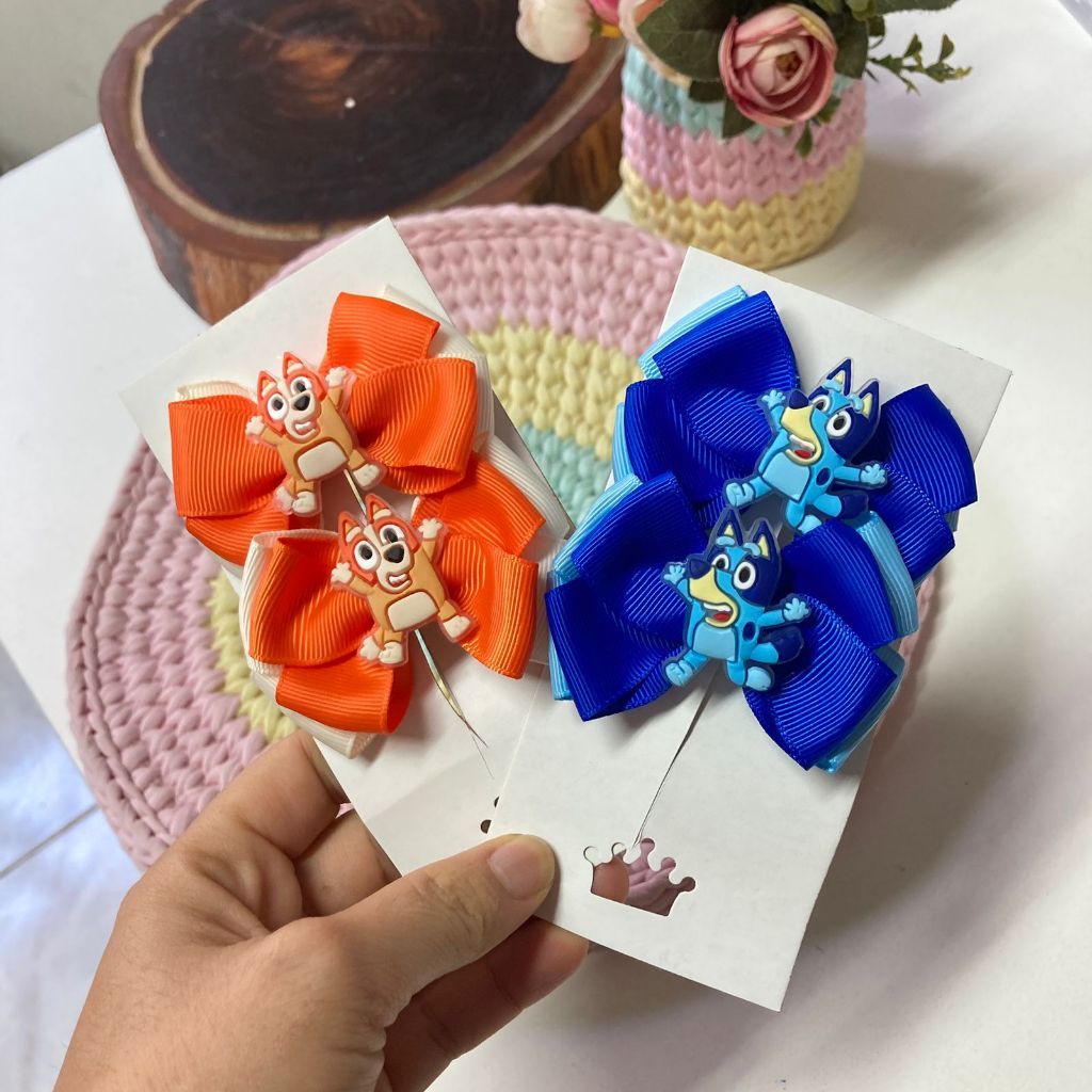 Par de Laços Infantil Bluey e Bingo Kit Com 2 Laços