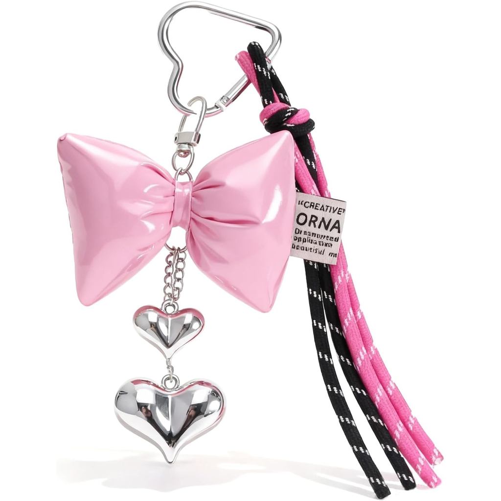 Kawaii Rosa Arco Chaveiro Bonito Corda Coração Saco Encantos Bolsa Para Bolsas Sacolas Presentes Mulher