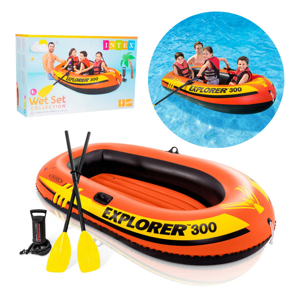 Bote Explorer 300 Inflável 3 pessoas com Acessórios Intex 58332
