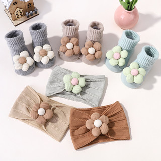 Conjunto De 2 Peças De Faixa E Meias Para Bebê , De Cabelo Floral Com Curtas Meninas Recé…