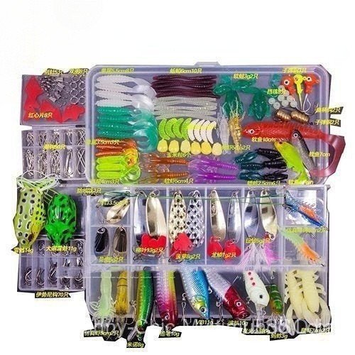 Novo Conjunto 24 Pcs Empilhadores De Pesca Iscas De Minhoca Kit De Colheres Em Caixa Equipamento Artificial