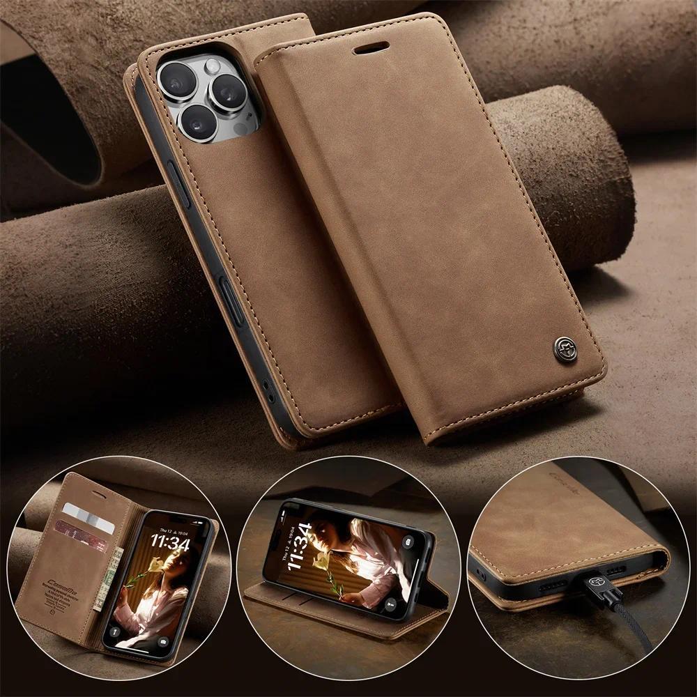 Capa Para iPhone 17 Air 16 Plus 15 14 13 Mini 12 Pro Max 11 Couro Kickstand Suporte Cartão De Bolso Flip Magnético Compl em Oferta na Shopee
