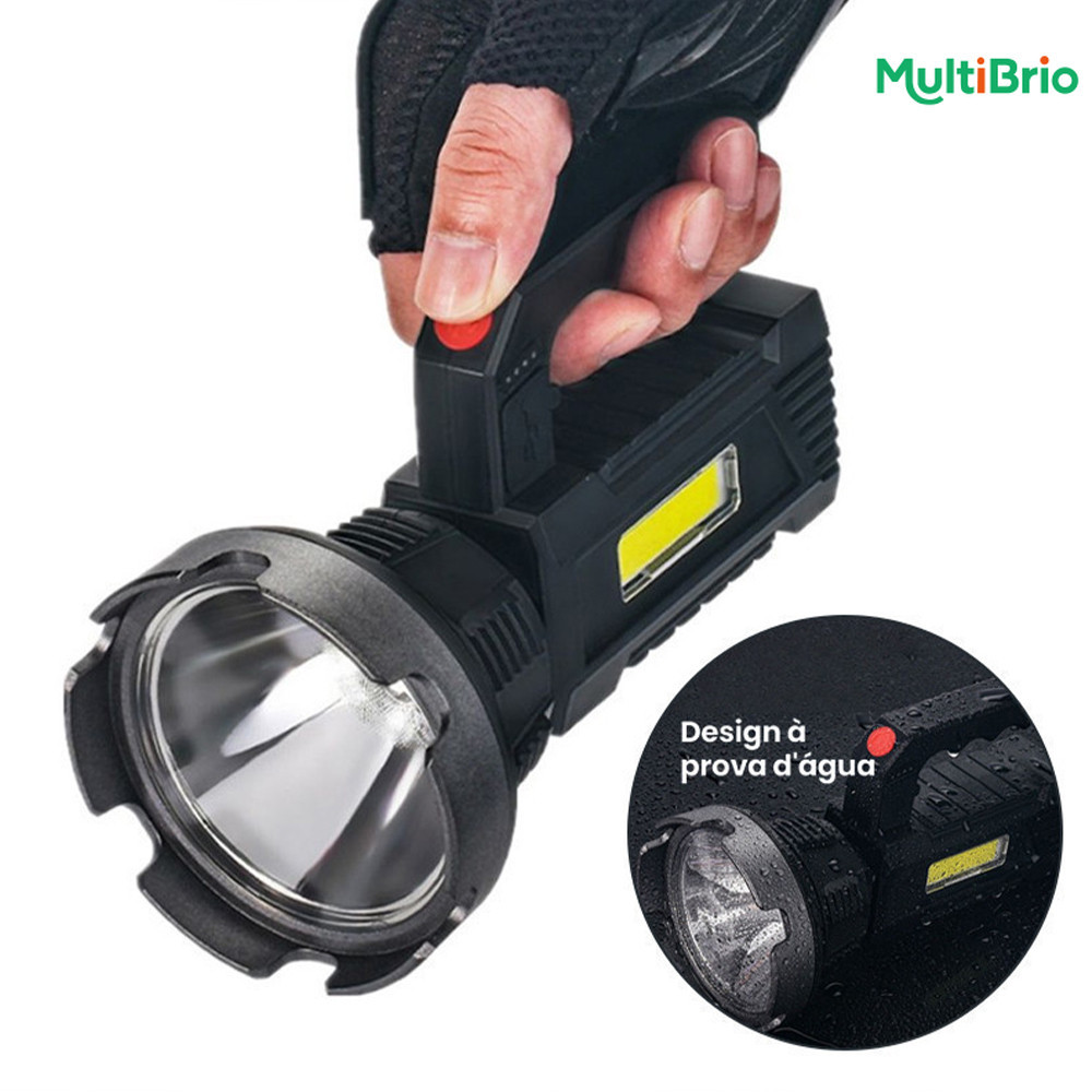Lanterna Holofote Manual Recarregável USB Lanterna Portátil À Prova D 'Água LED
