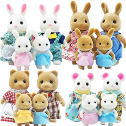 Floresta Simulação Boneca Coelho Família Casa De Bonecas Figuras Móveis DIY Playset Quarto Da Menina Brinquedos Acessóri