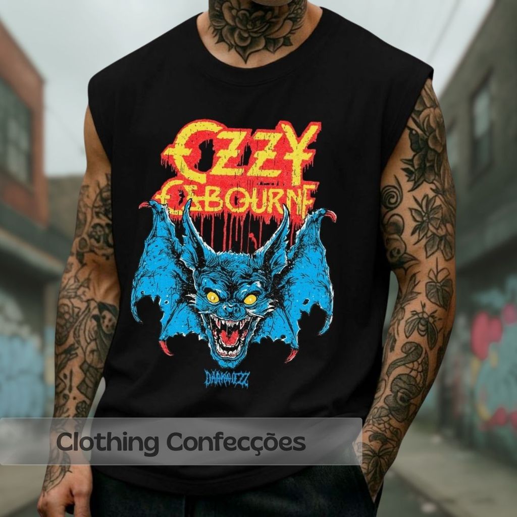 Camiseta Regata Cavada Vocalista Over Ozzy Osbourne Príncipe Das Trevas Vintage Rock Metal
