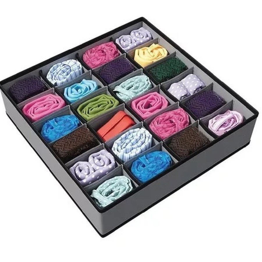 Organizador De Gaveta 30X30X10CM 24 Ou 12 Ou 6 Divisórias Dobrável Para Peças Intimas