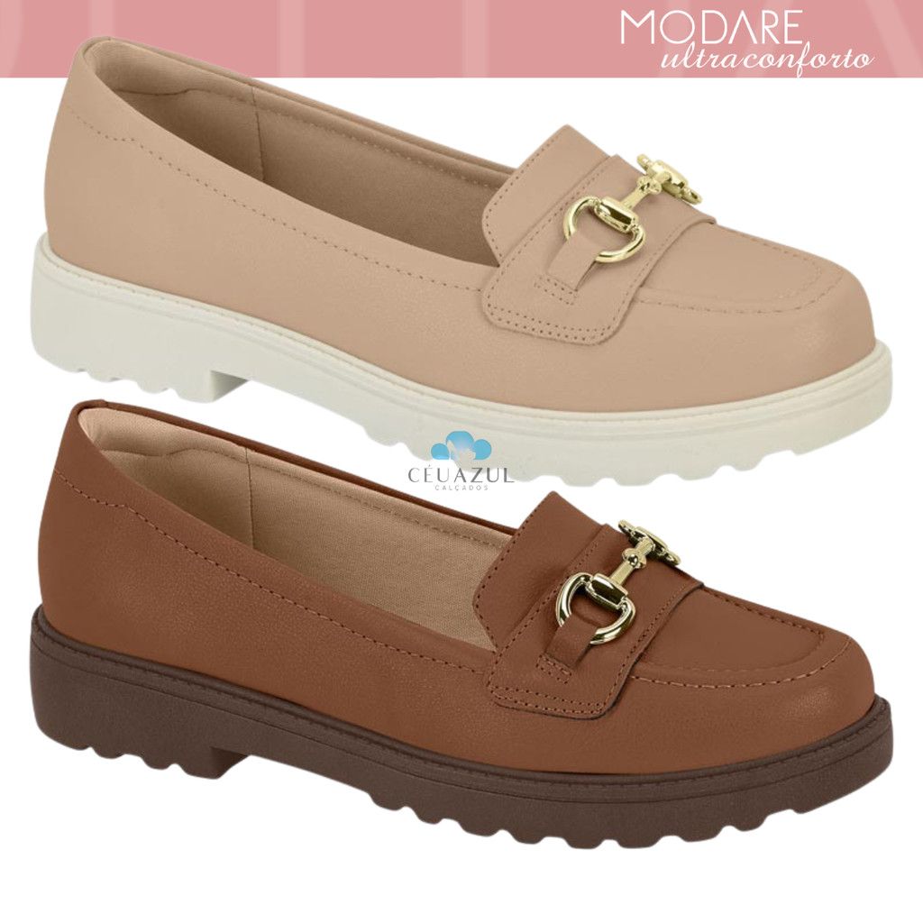 Mocassim Modare Feminino Tratorado Fivela Dourada Ultraconforto em Oferta na Shopee