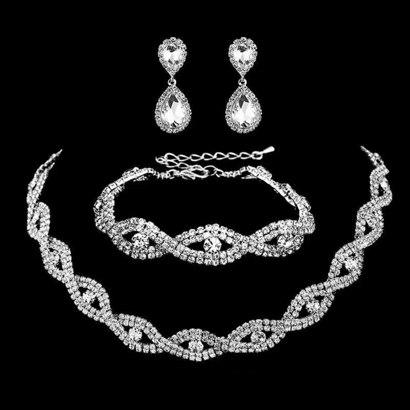 Colar tecido pulseira brincos conjunto 3 em 1 noiva casamento jóias luxo moda