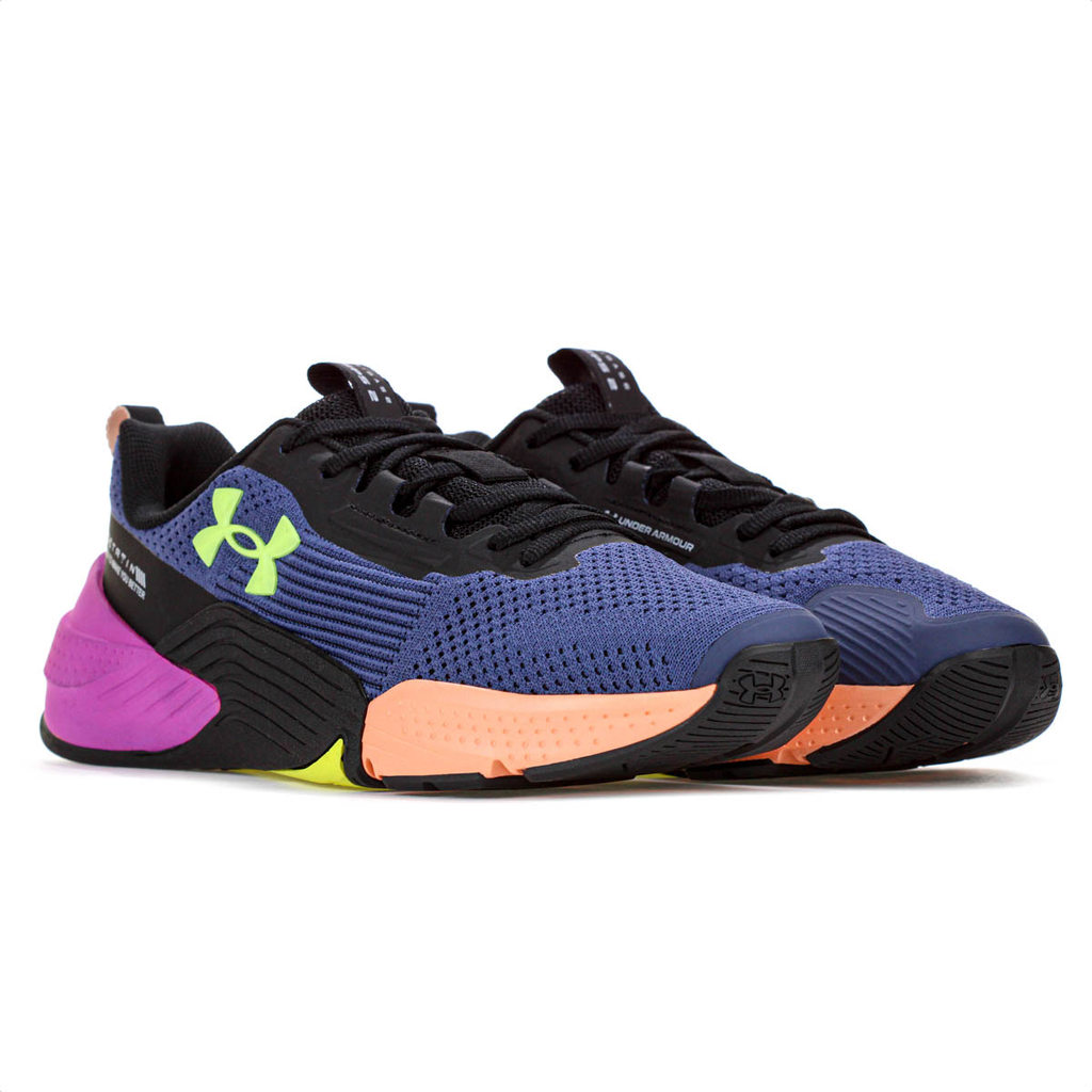 Detalhes do Tênis Under Armour Tribase Reps 2 Azul Preto e Roxo - Feminino