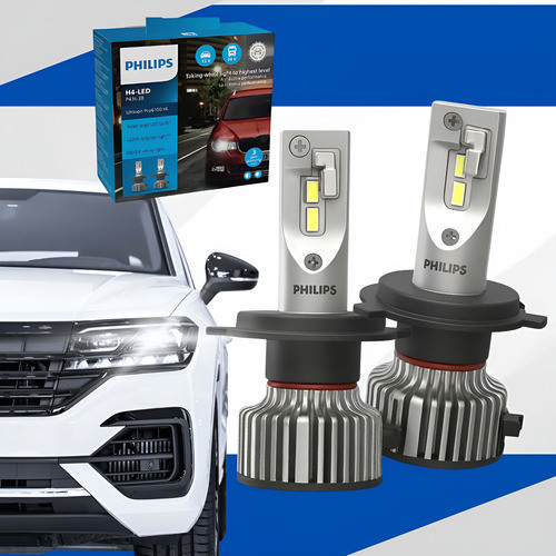 Par Lampada Automotiva Original Philips Led H4 Branca 6000k Ultinon  6100HL 12 24v