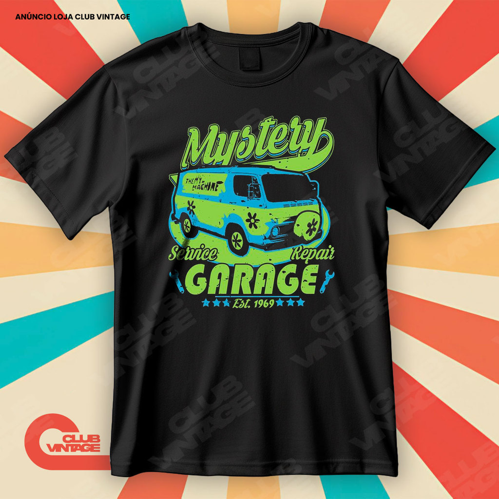 Camiseta Máquina Mistério Scooby Doo Mystery Garage Blusa Camisa Filmes e Séries 100% Algodão