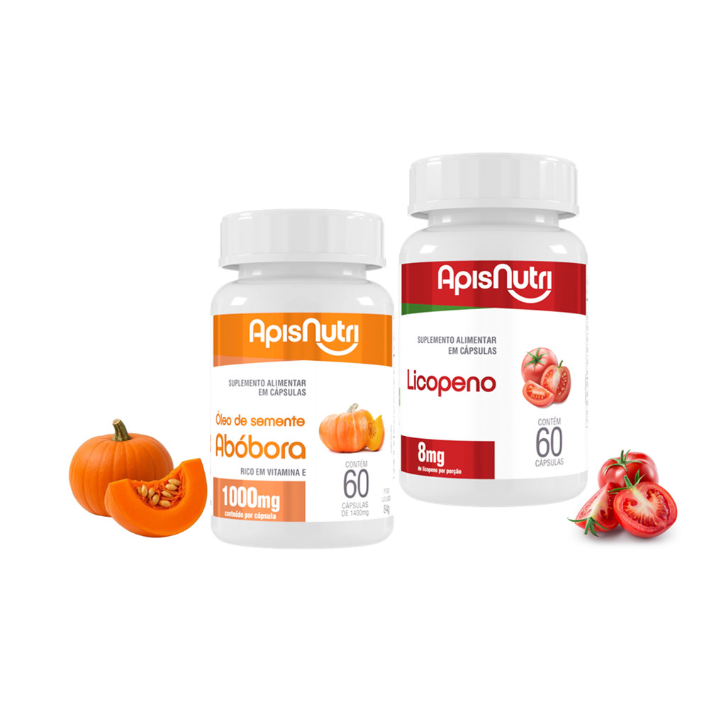 KIt Novembro Azul 1 Óleo Semente de Abóbora 60 cps e 1 Licopeno 60 cps APISNUTRI