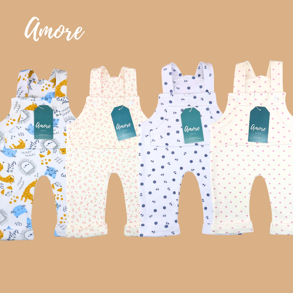 Jardineira bebê com Bolso Amore 100% Algodão em Oferta na Shopee