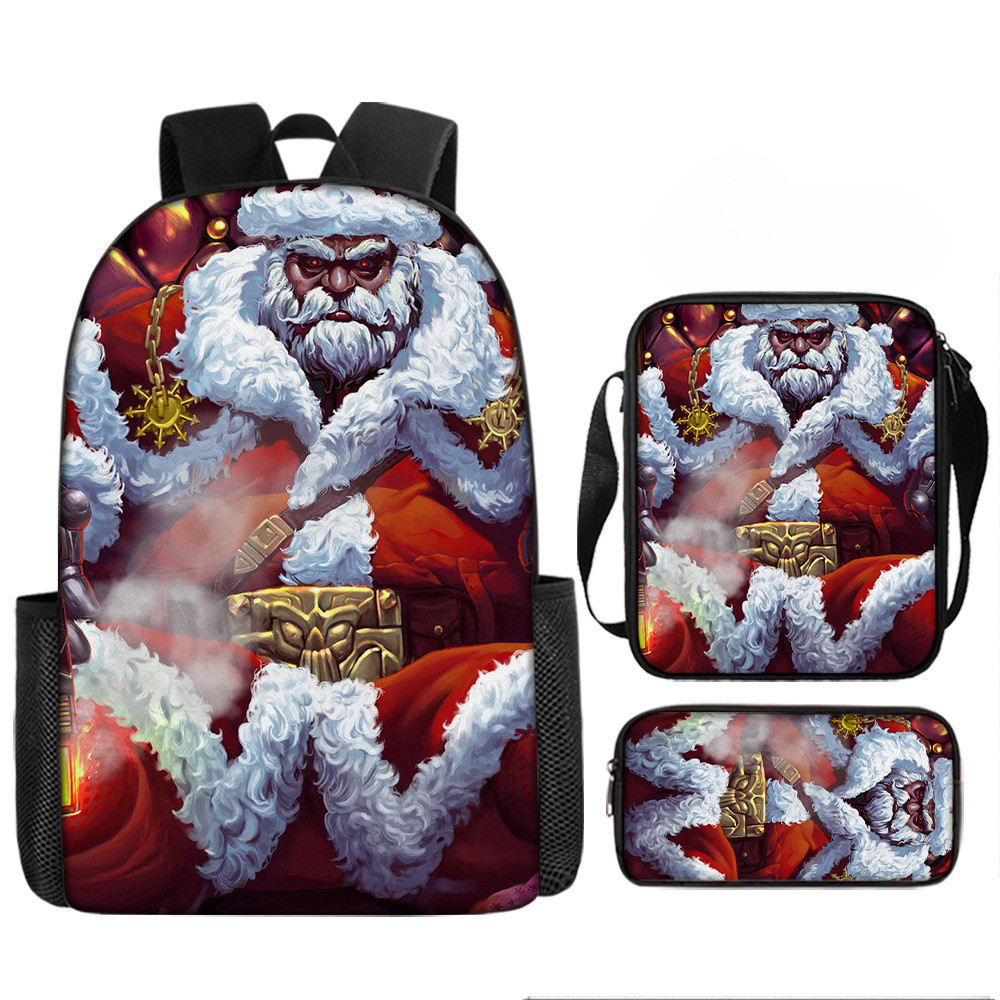 Conjunto de Mochila de Presente de Ano Novo com 3 Peças Estojo de Lápis Mochila de Grande Capacidade PCJE