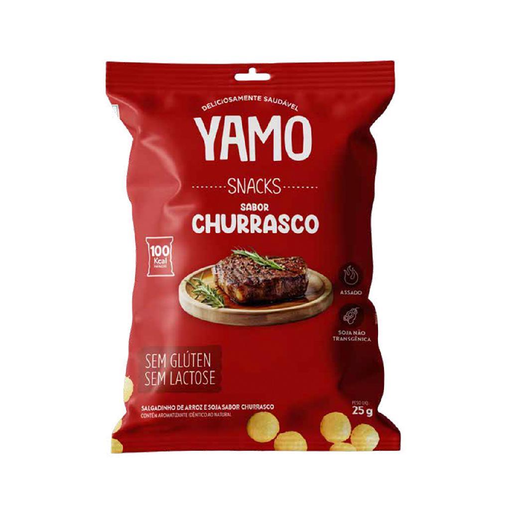 Kit com 20 Snack salgadinho de arroz sabor churrasco yamo topway sem glúten 25g