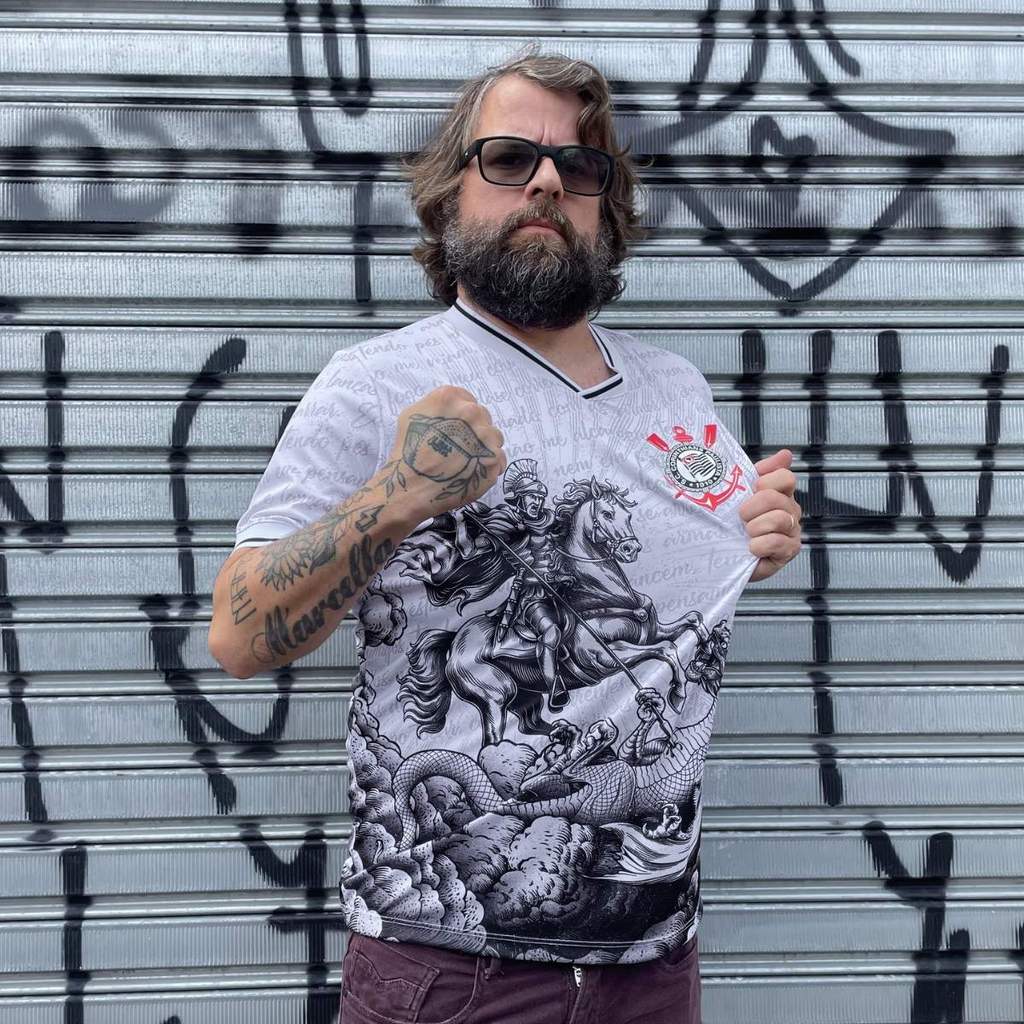 Camiseta Manga Curta Corinthians Quebrada Sublimada São Jorge