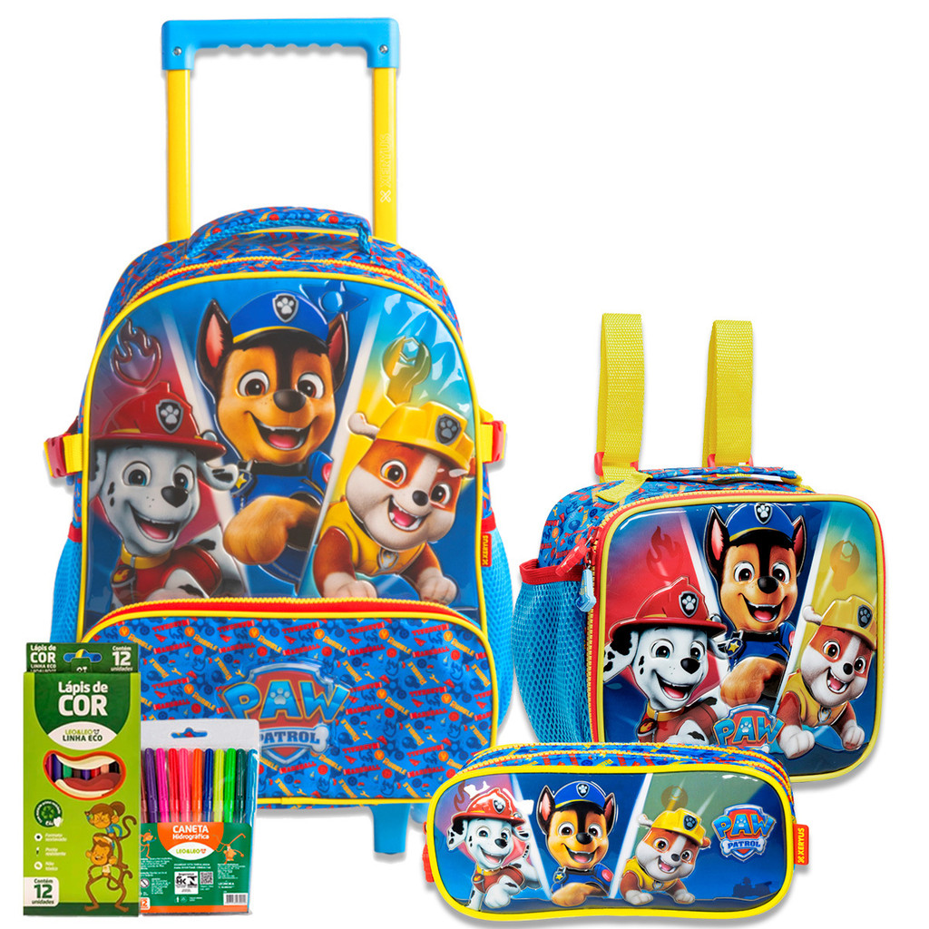 Kit Completo Mochila de Rodinha Patrulha Canina Paw Patrol  em Oferta na Shopee