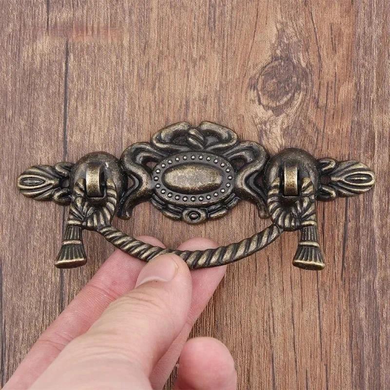 1PC Retro Liga Cozinha Gaveta Armário Maçaneta Da Porta Móveis Puxadores De Ferragem Antigo Puxar Alças , Tom Bronze