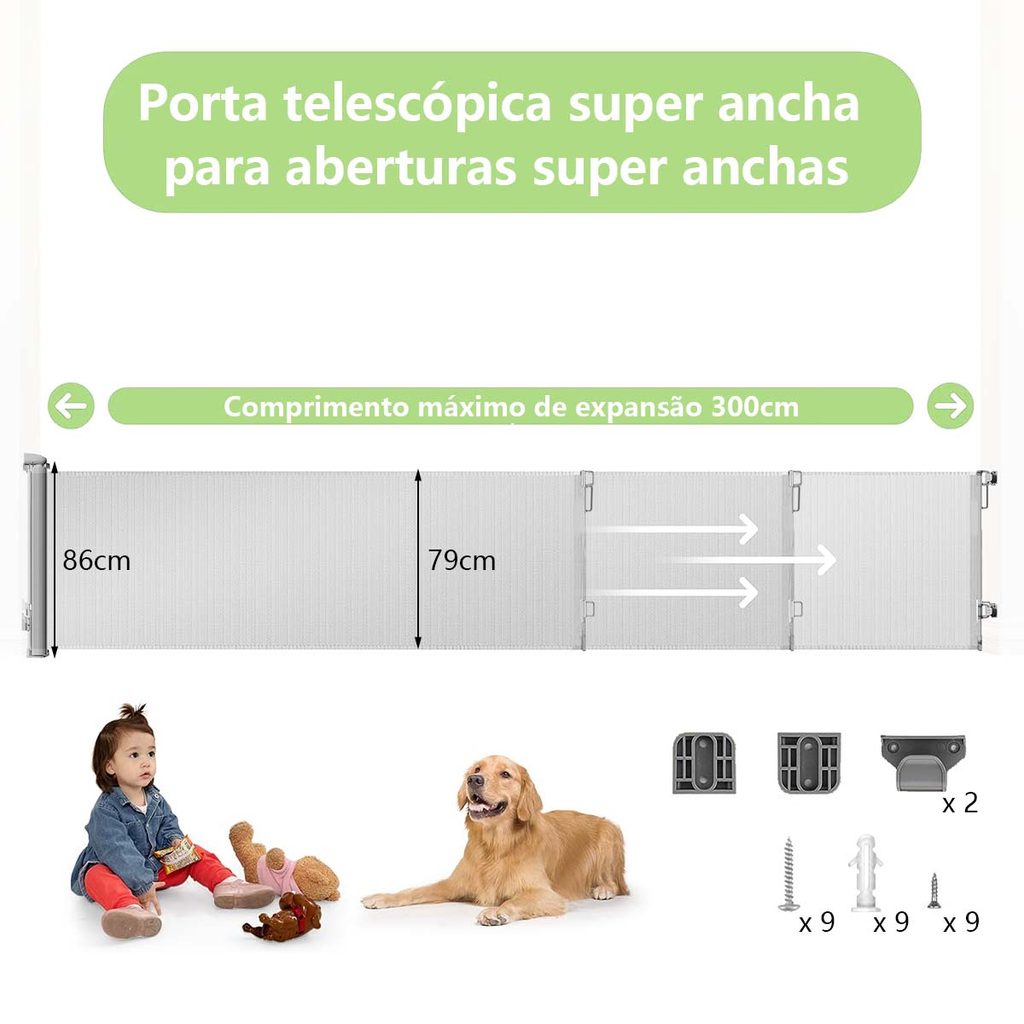 Portão retrátil para bebês cerca para animais de estimação para portões de escadas/portões de portas/portões de varandas — imagem 2 de 2