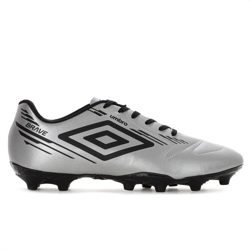 Chuteira Umbro Campo Brave Prata e Preto - Masculino