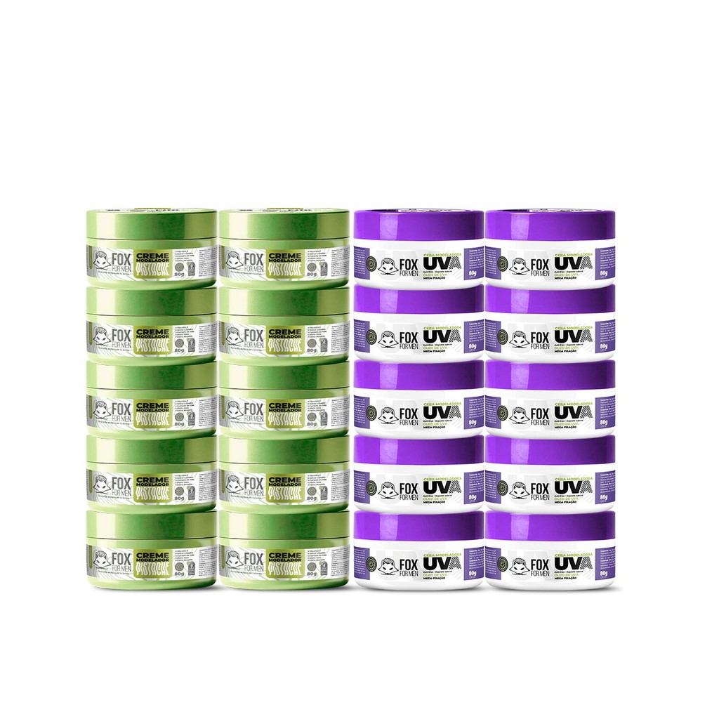 KIT 10 CREME PISTACHE + 10 CERA UVA  80G - FOX FOR MEN