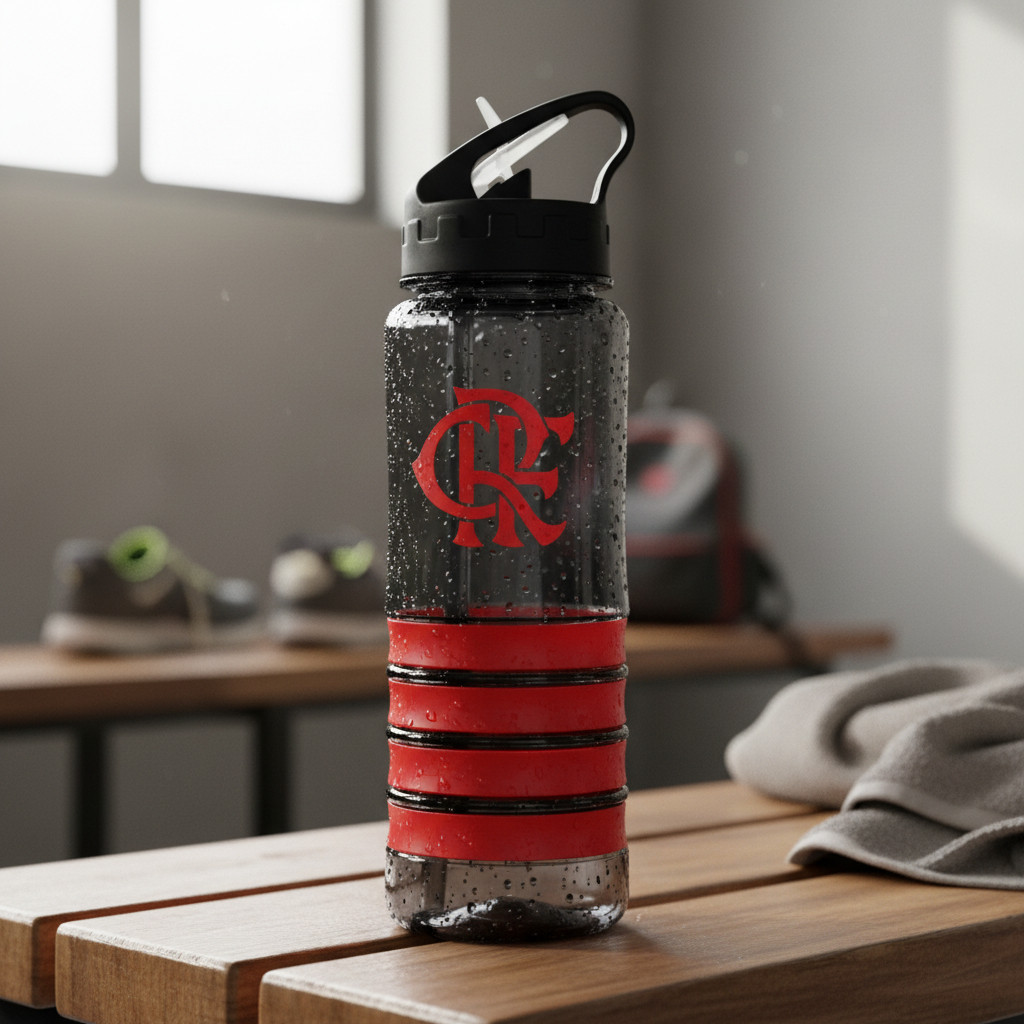 Garrafa De Plástico Flamengo Oficial Canudo Retrátil 750ml