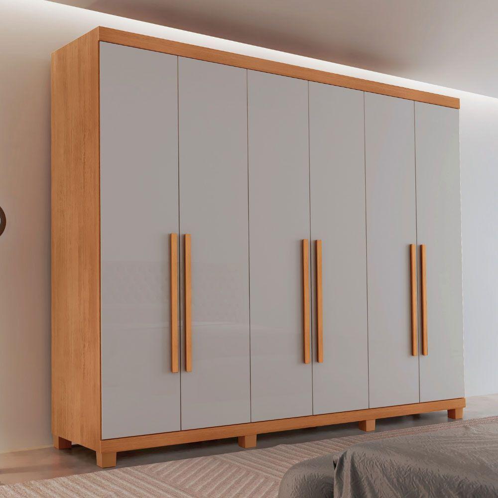 Guarda Roupa Casal Maya Mdf 6 Portas 6 Gavetas Pés Moderna Naturalle/off White Com Pés